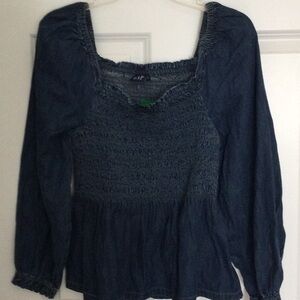 GAP Dark Blue Smocked Blouse